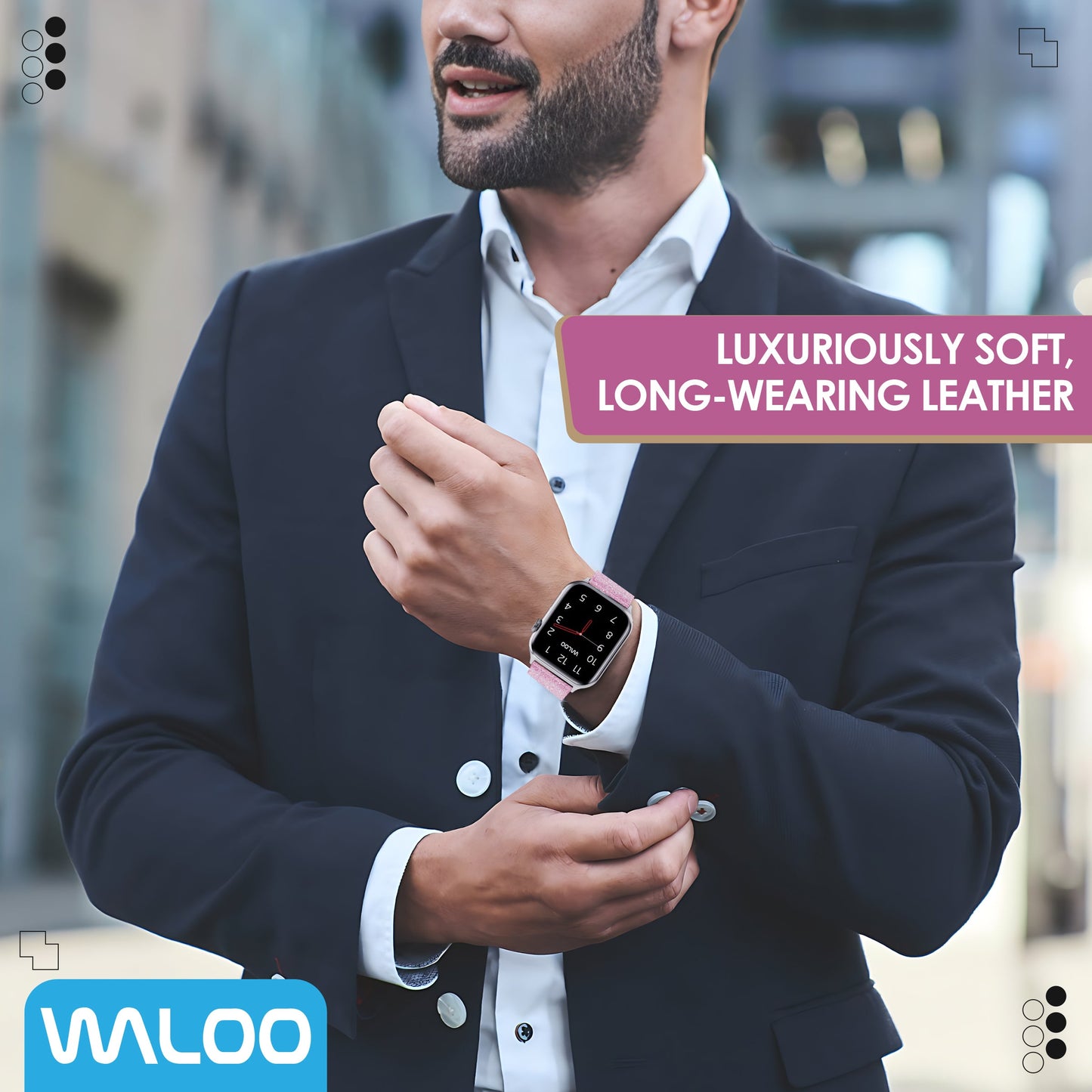 Waloo Shiny Brilliance Leather Band For Apple Watch