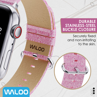 Waloo Shiny Brilliance Leather Band For Apple Watch