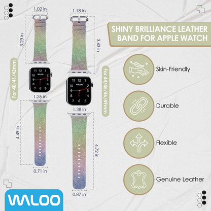 Waloo Shiny Brilliance Leather Band For Apple Watch