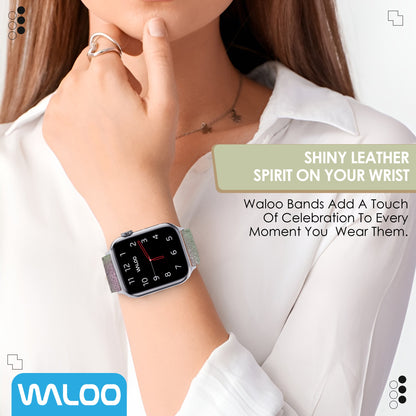 Waloo Shiny Brilliance Leather Band For Apple Watch