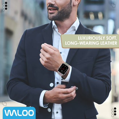 Waloo Shiny Brilliance Leather Band For Apple Watch