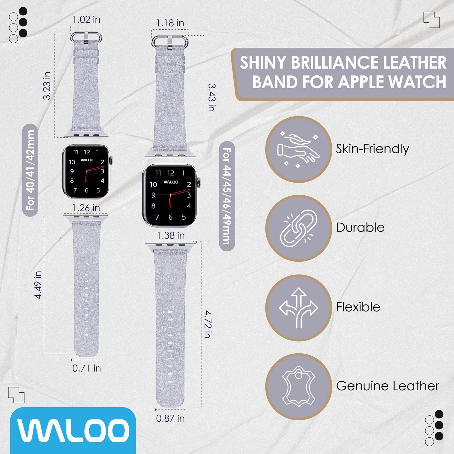 Waloo Shiny Brilliance Leather Band For Apple Watch