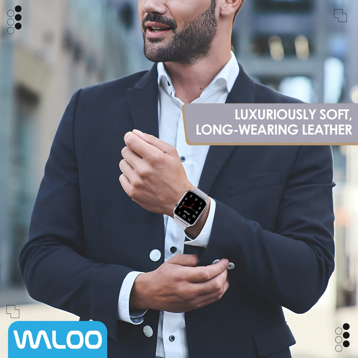 Waloo Shiny Brilliance Leather Band For Apple Watch