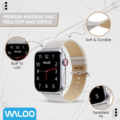 Waloo Shiny Brilliance Leather Band For Apple Watch