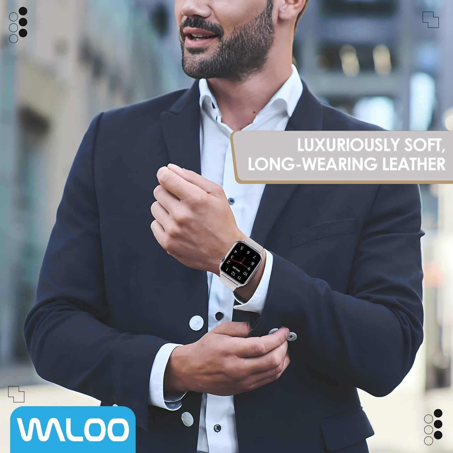 Waloo Shiny Brilliance Leather Band For Apple Watch