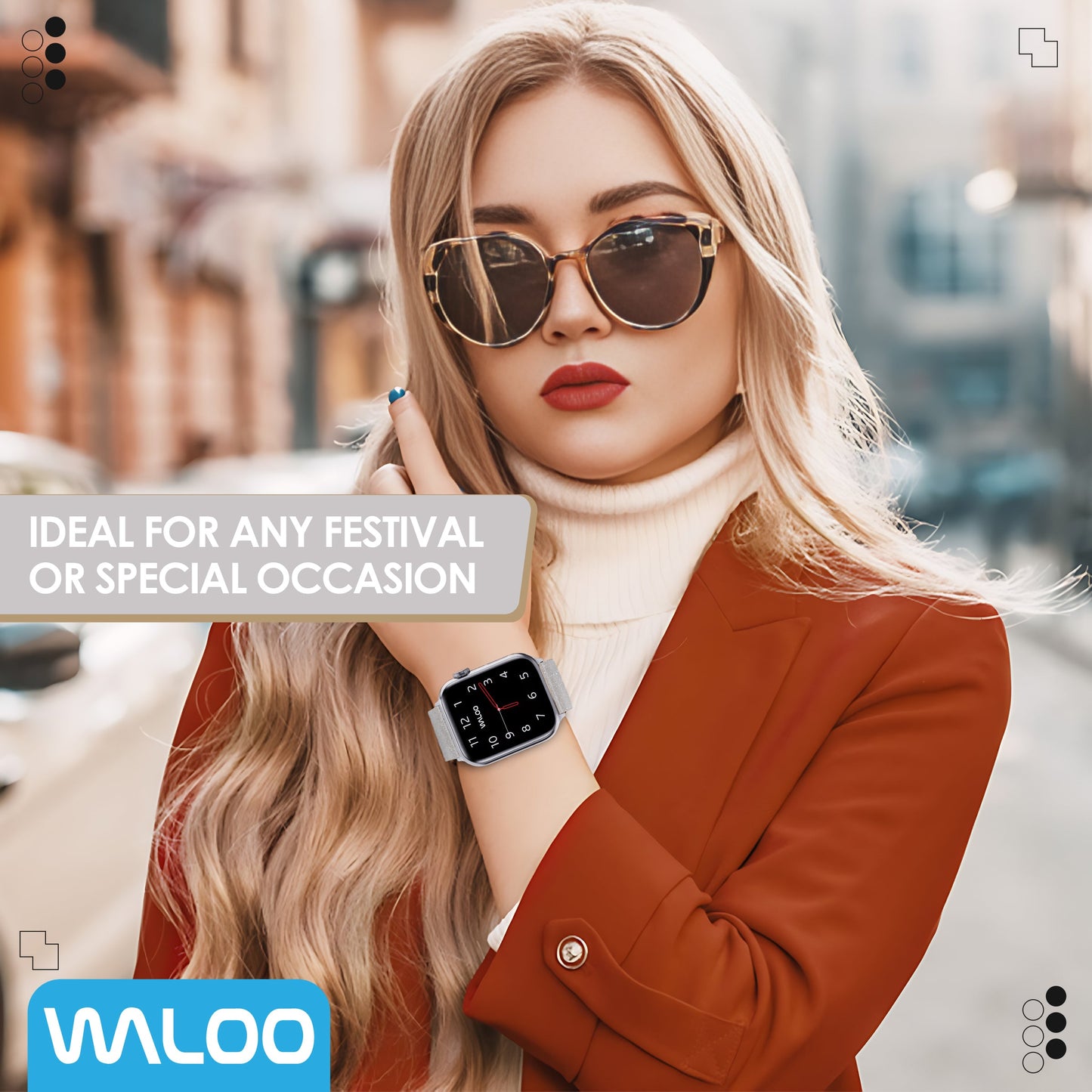 Waloo Shiny Brilliance Leather Band For Apple Watch