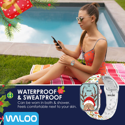 Waloo Christmas/Holiday Fun Silicone Sport Band For Apple Watch
