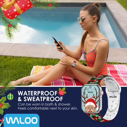 Waloo Christmas/Holiday Fun Silicone Sport Band For Apple Watch
