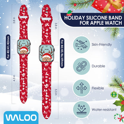 Waloo Christmas/Holiday Fun Silicone Sport Band For Apple Watch