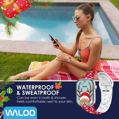 Waloo Christmas/Holiday Fun Silicone Sport Band For Apple Watch