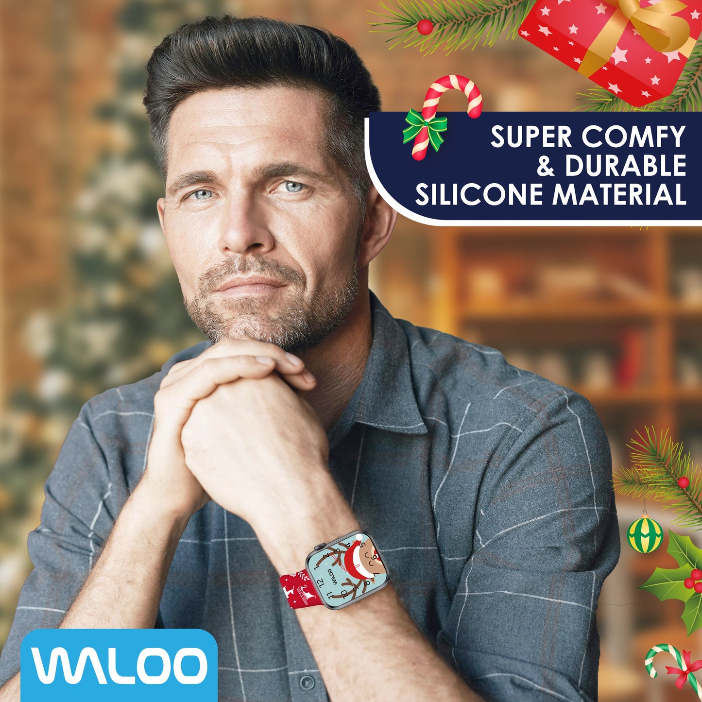Waloo Christmas/Holiday Fun Silicone Sport Band For Apple Watch