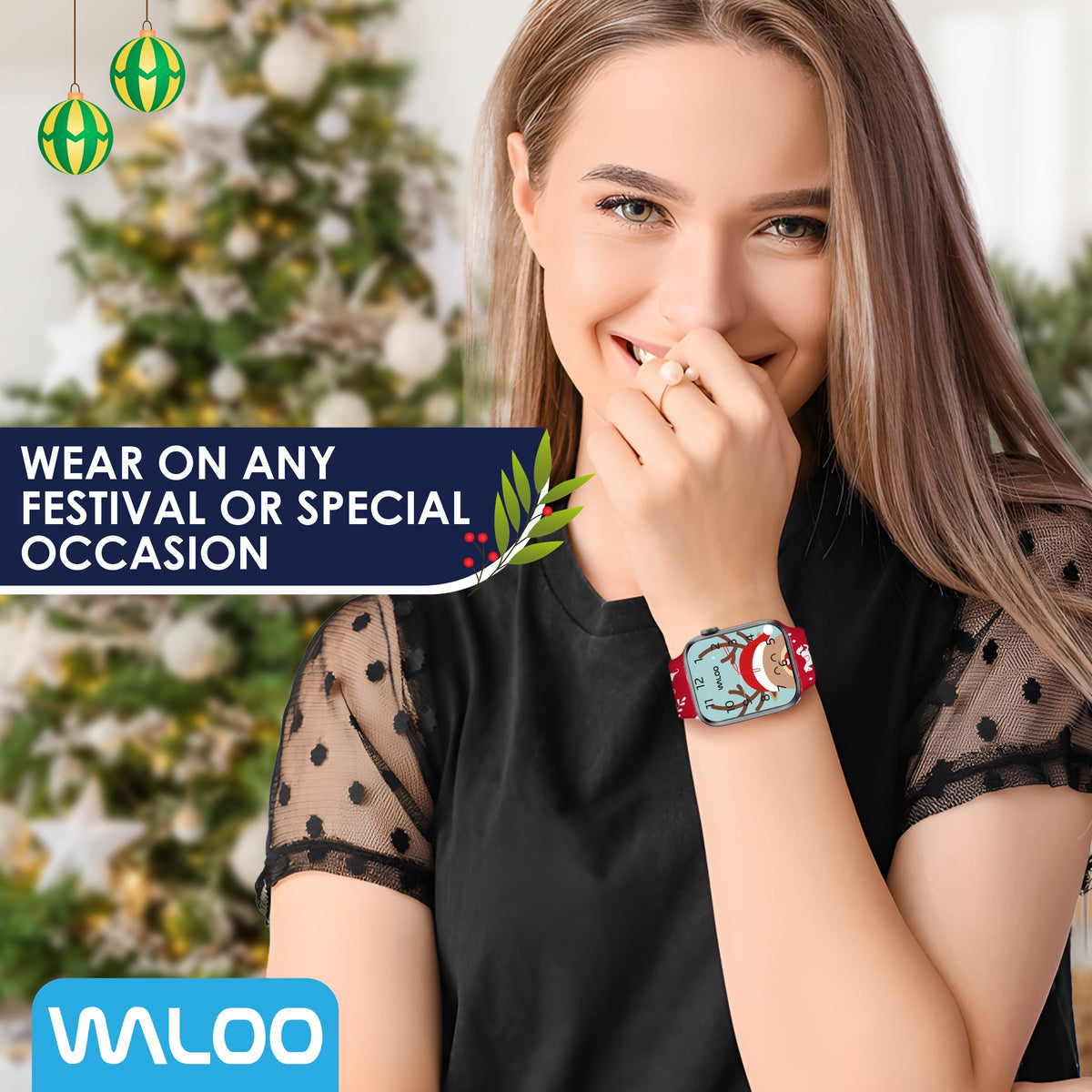 Waloo Christmas/Holiday Fun Silicone Sport Band For Apple Watch