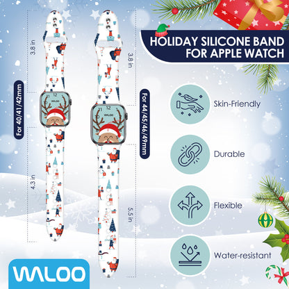 Waloo Christmas/Holiday Fun Silicone Sport Band For Apple Watch