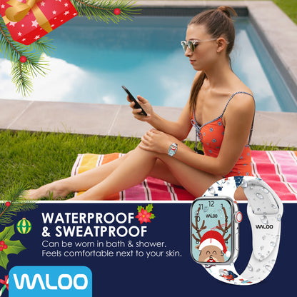 Waloo Christmas/Holiday Fun Silicone Sport Band For Apple Watch