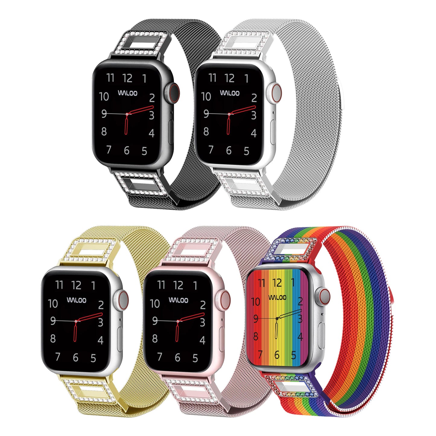 Waloo Diamond Magnetic Mesh Band For Apple Watch