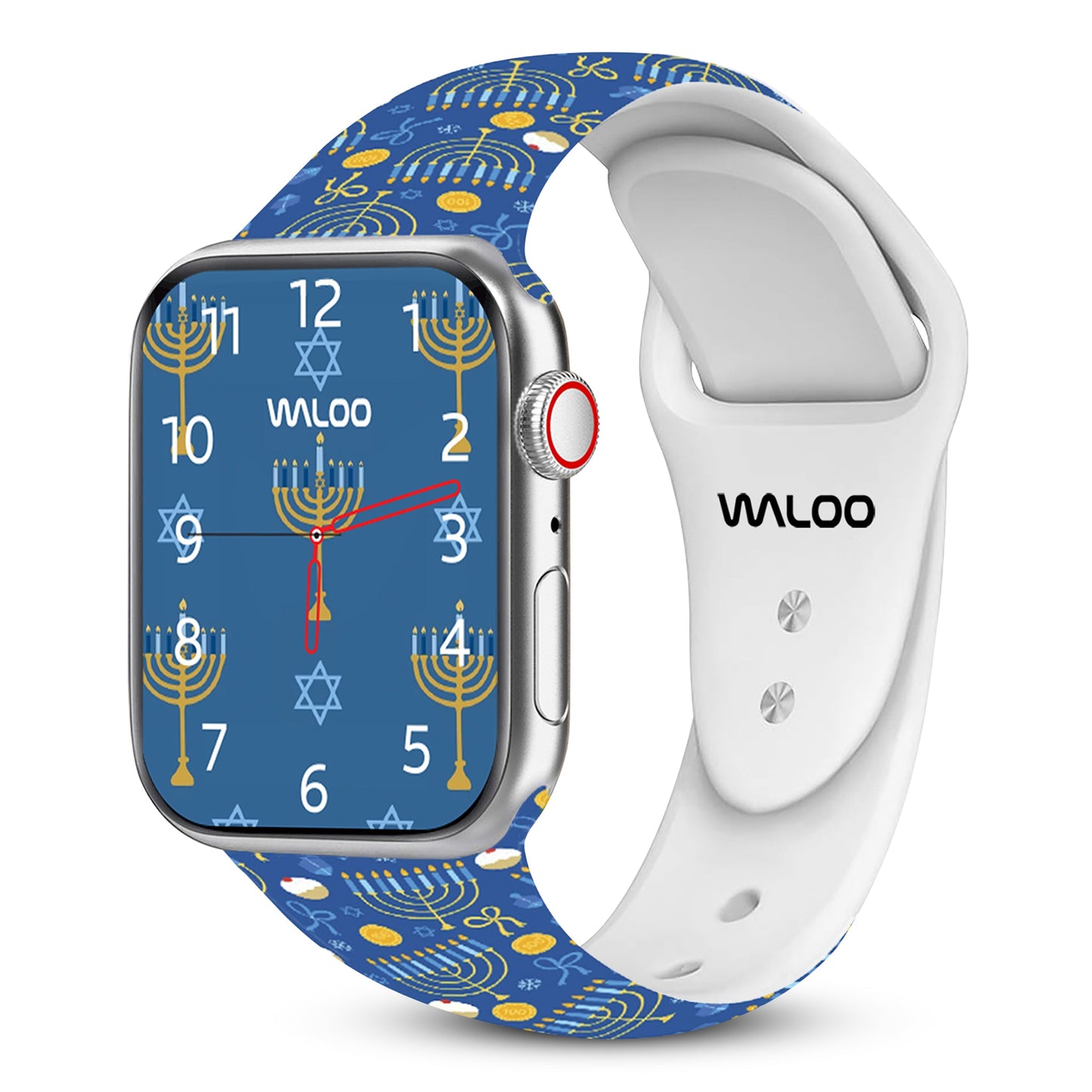 Waloo Hanukkah/Holiday Fun Silicone Sport Bands For Apple Watch