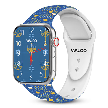 Waloo Hanukkah/Holiday Fun Silicone Sport Bands For Apple Watch