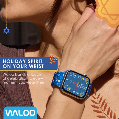 Waloo Hanukkah/Holiday Fun Silicone Sport Bands For Apple Watch
