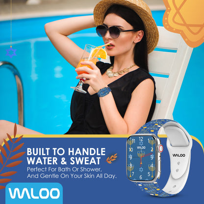 Waloo Hanukkah/Holiday Fun Silicone Sport Bands For Apple Watch