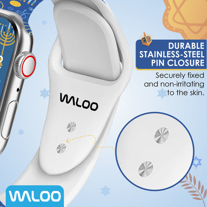 Waloo Hanukkah/Holiday Fun Silicone Sport Bands For Apple Watch