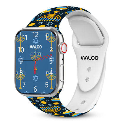 Waloo Hanukkah/Holiday Fun Silicone Sport Bands For Apple Watch