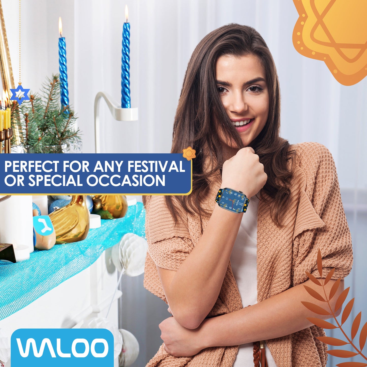 Waloo Hanukkah/Holiday Fun Silicone Sport Bands For Apple Watch