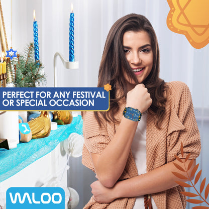Waloo Hanukkah/Holiday Fun Silicone Sport Bands For Apple Watch