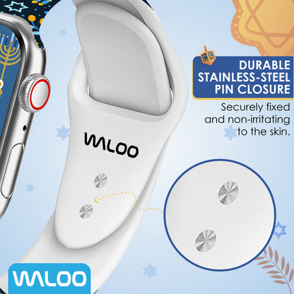 Waloo Hanukkah/Holiday Fun Silicone Sport Bands For Apple Watch