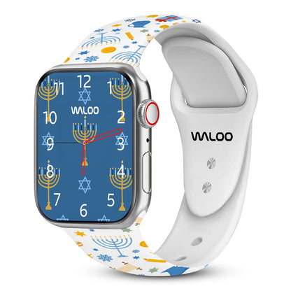 Waloo Hanukkah/Holiday Fun Silicone Sport Bands For Apple Watch