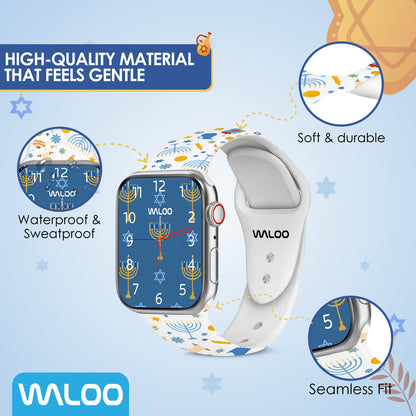 Waloo Hanukkah/Holiday Fun Silicone Sport Bands For Apple Watch