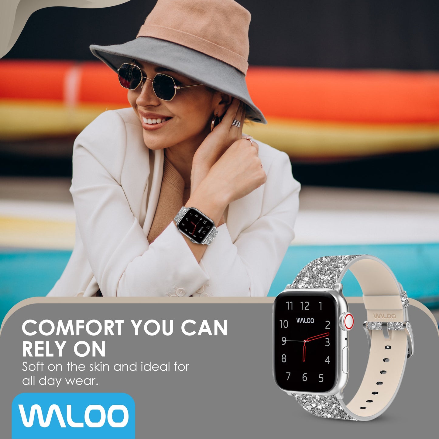 Waloo Leather Bling Band For Apple Watch