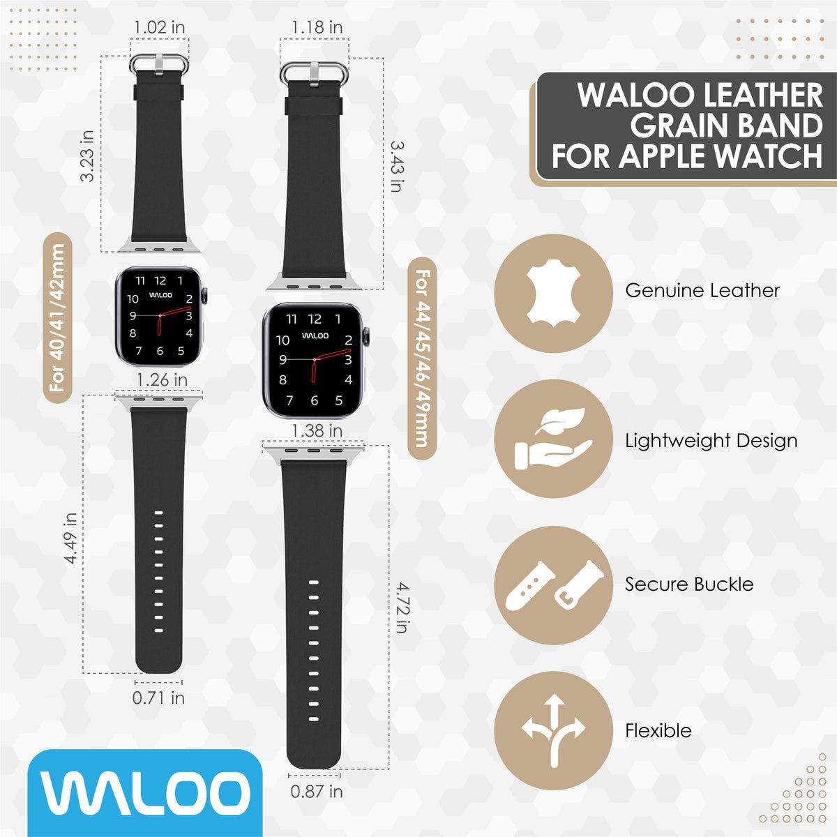 Waloo Leather Grain Band For Apple Watch
