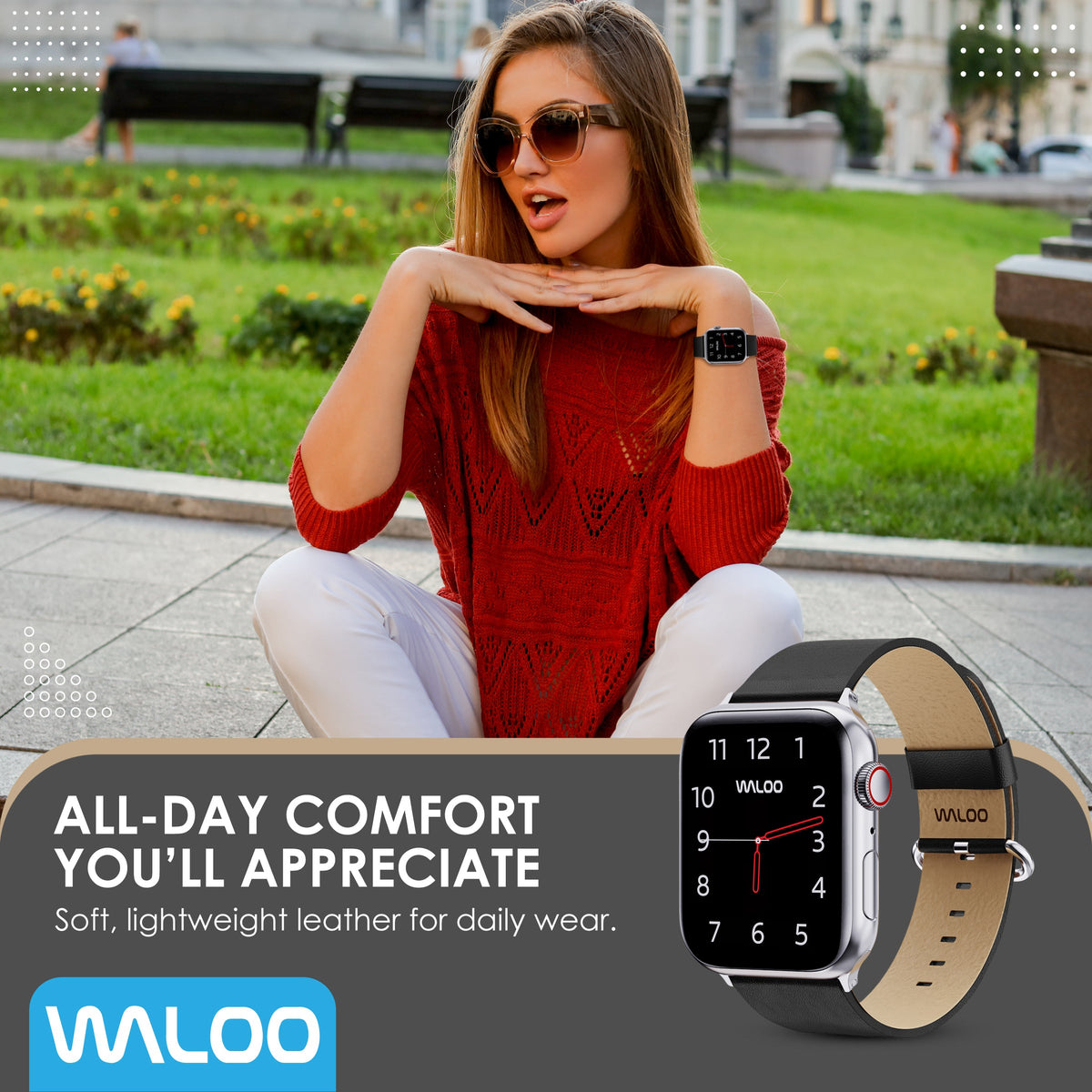 Waloo Leather Grain Band For Apple Watch