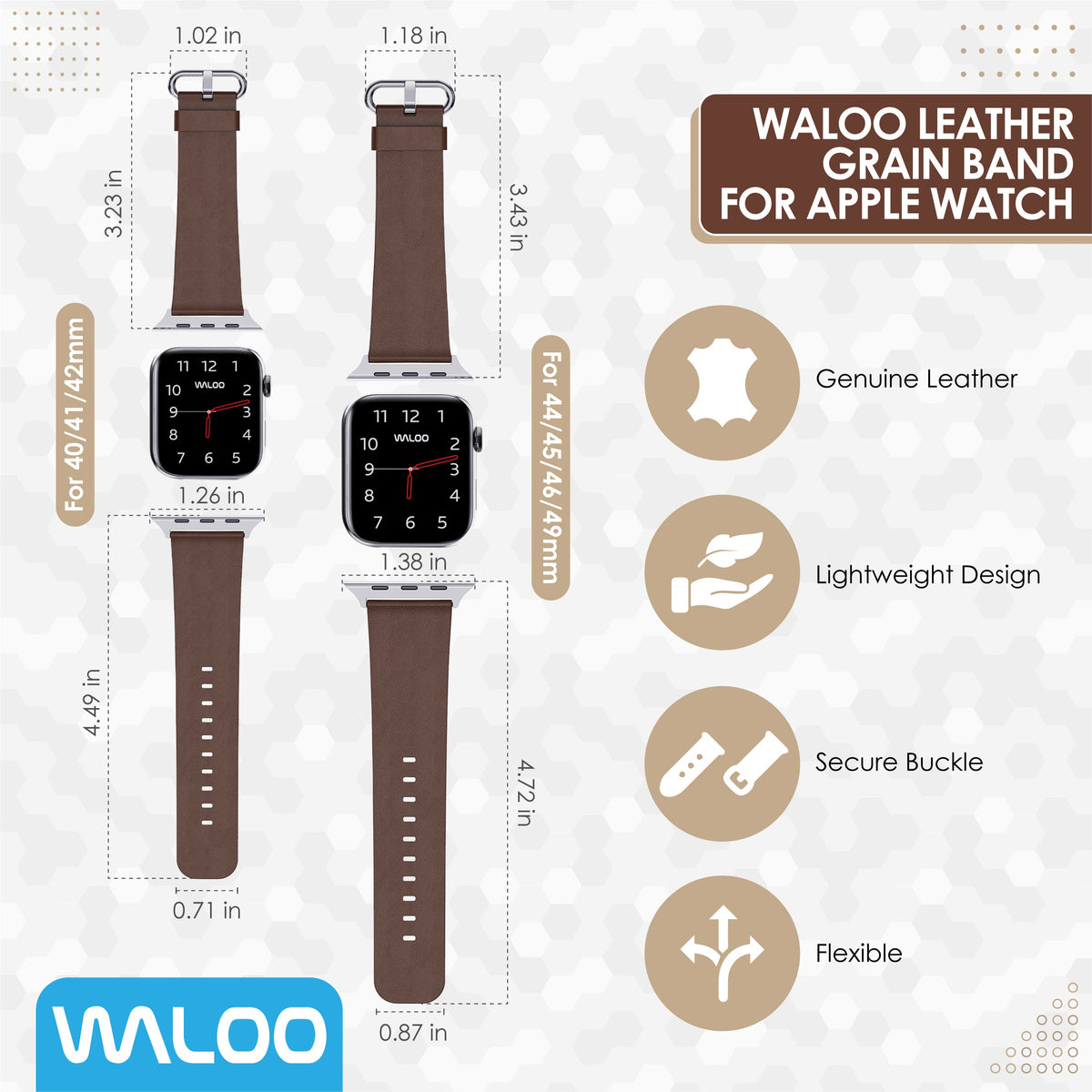 Waloo Leather Grain Band For Apple Watch