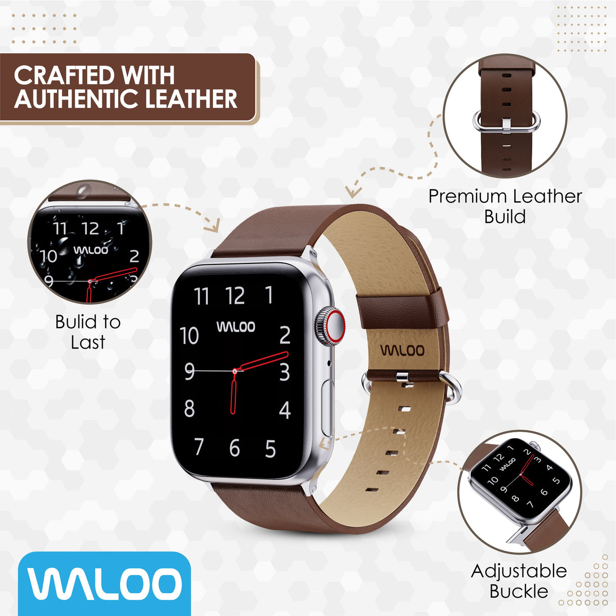 Waloo Leather Grain Band For Apple Watch