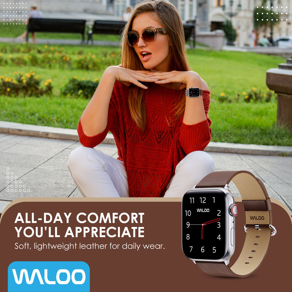 Waloo Leather Grain Band For Apple Watch