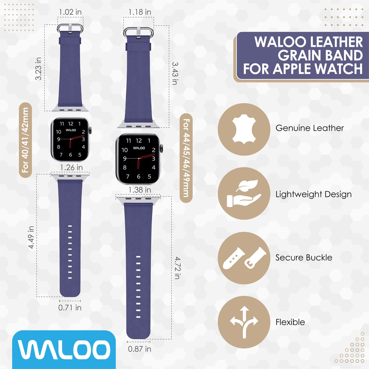 Waloo Leather Grain Band For Apple Watch