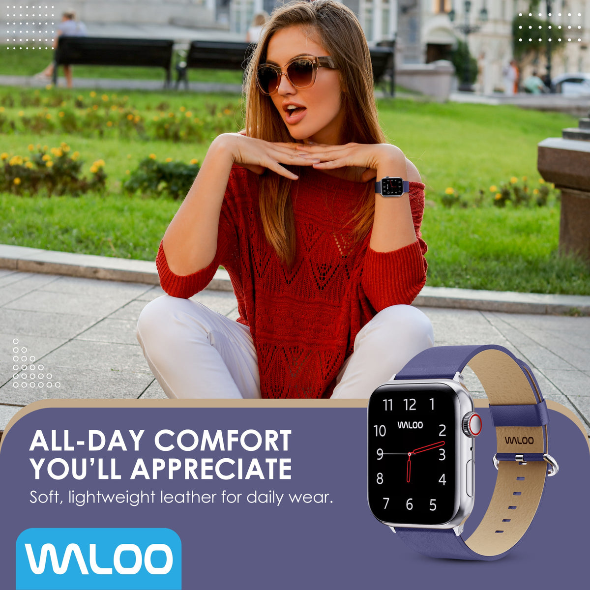 Waloo Leather Grain Band For Apple Watch
