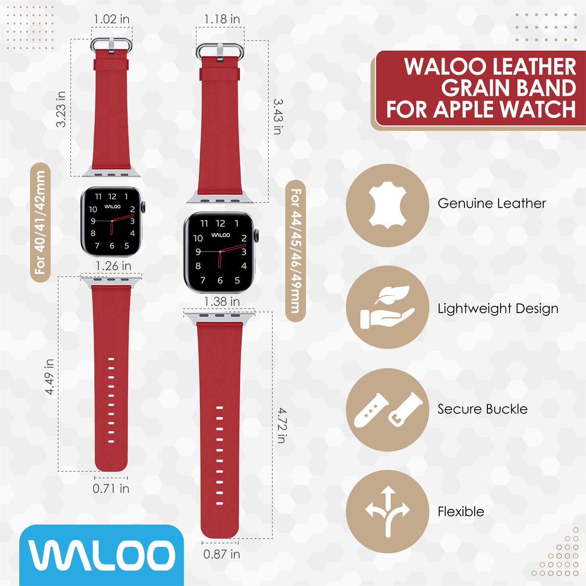 Waloo Leather Grain Band For Apple Watch