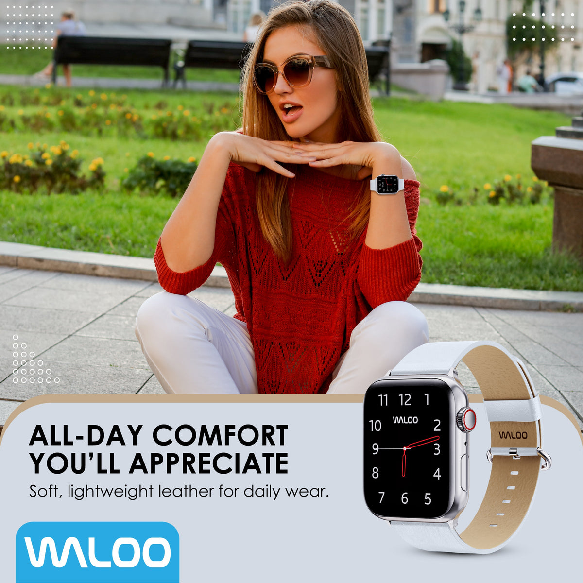 Waloo Leather Grain Band For Apple Watch