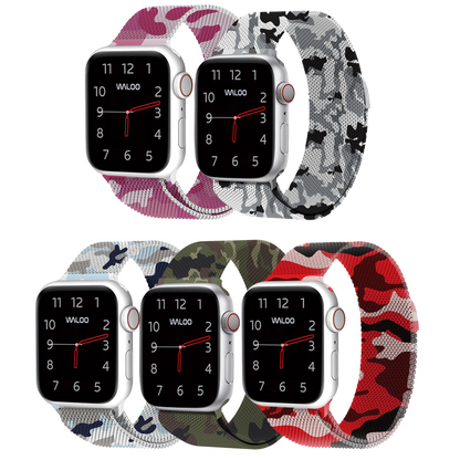 Waloo Camo Printed Magnetic Mesh Band For Apple Watch