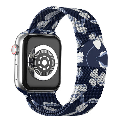 Waloo Floral Printed Magnetic Mesh Band For Apple Watch
