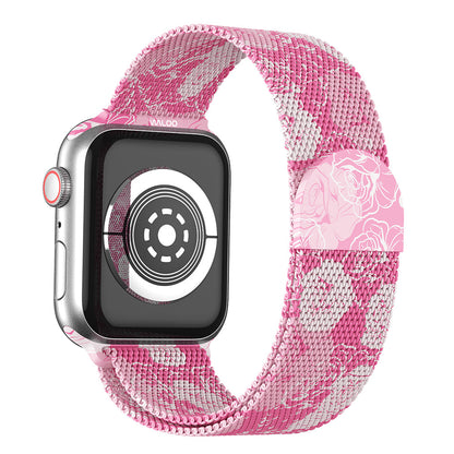 Waloo Floral Printed Magnetic Mesh Band For Apple Watch