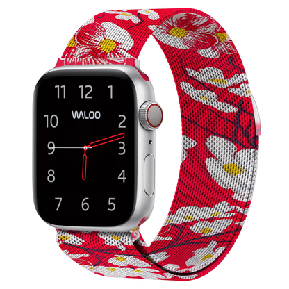 Waloo Floral Printed Magnetic Mesh Band For Apple Watch