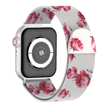 Waloo Floral Printed Magnetic Mesh Band For Apple Watch