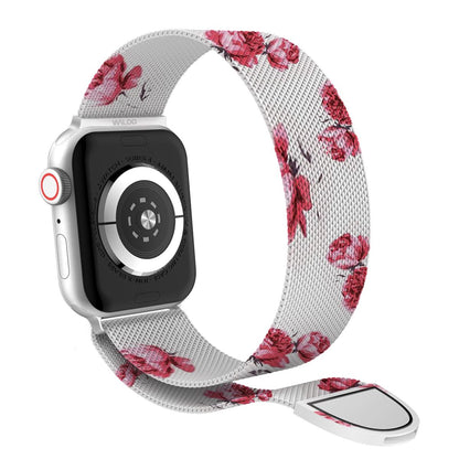 Waloo Floral Printed Magnetic Mesh Band For Apple Watch