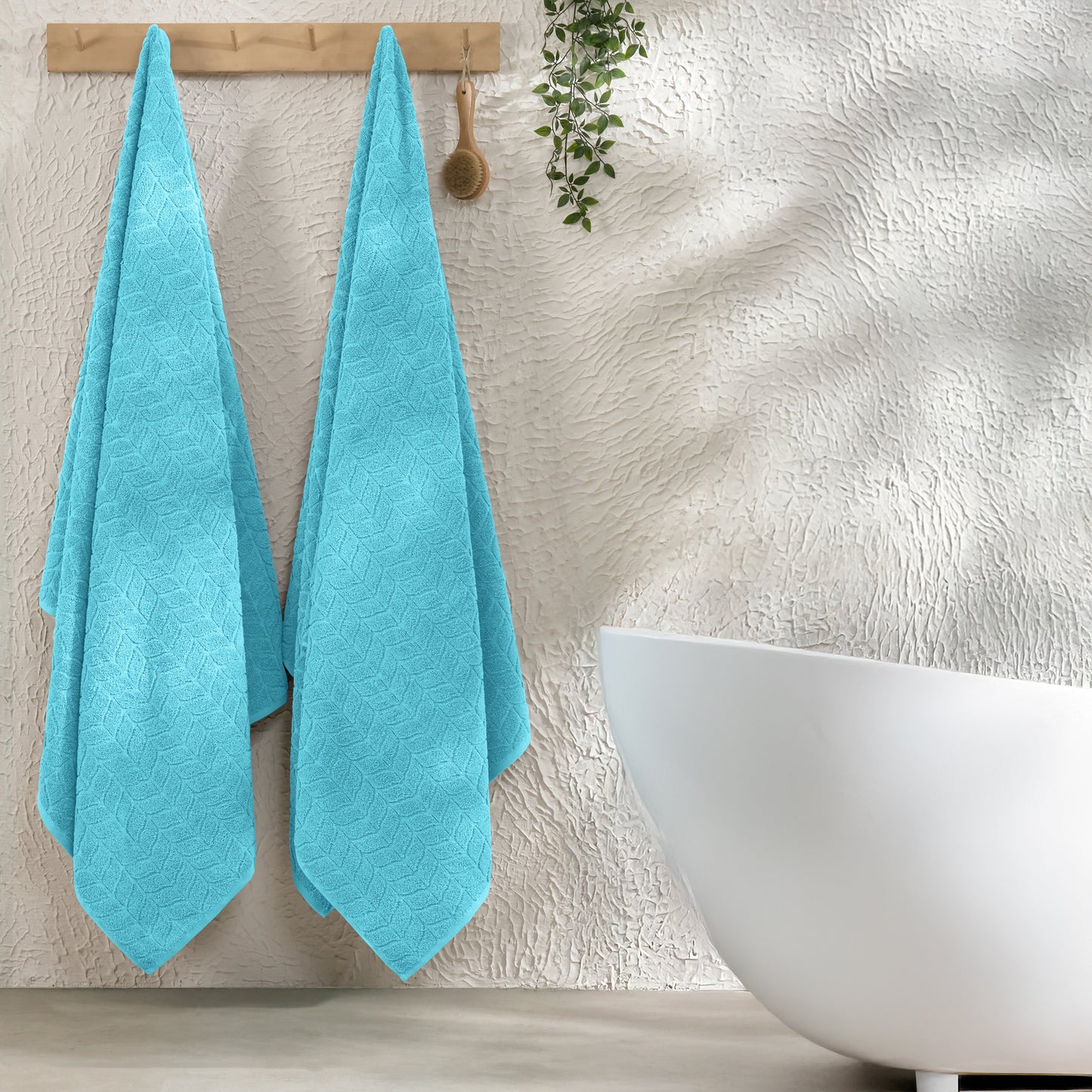 Elegant Comfort 2-Pack Premium Turkish Cotton Braided Bath Towel Set, 27 x 54 inch