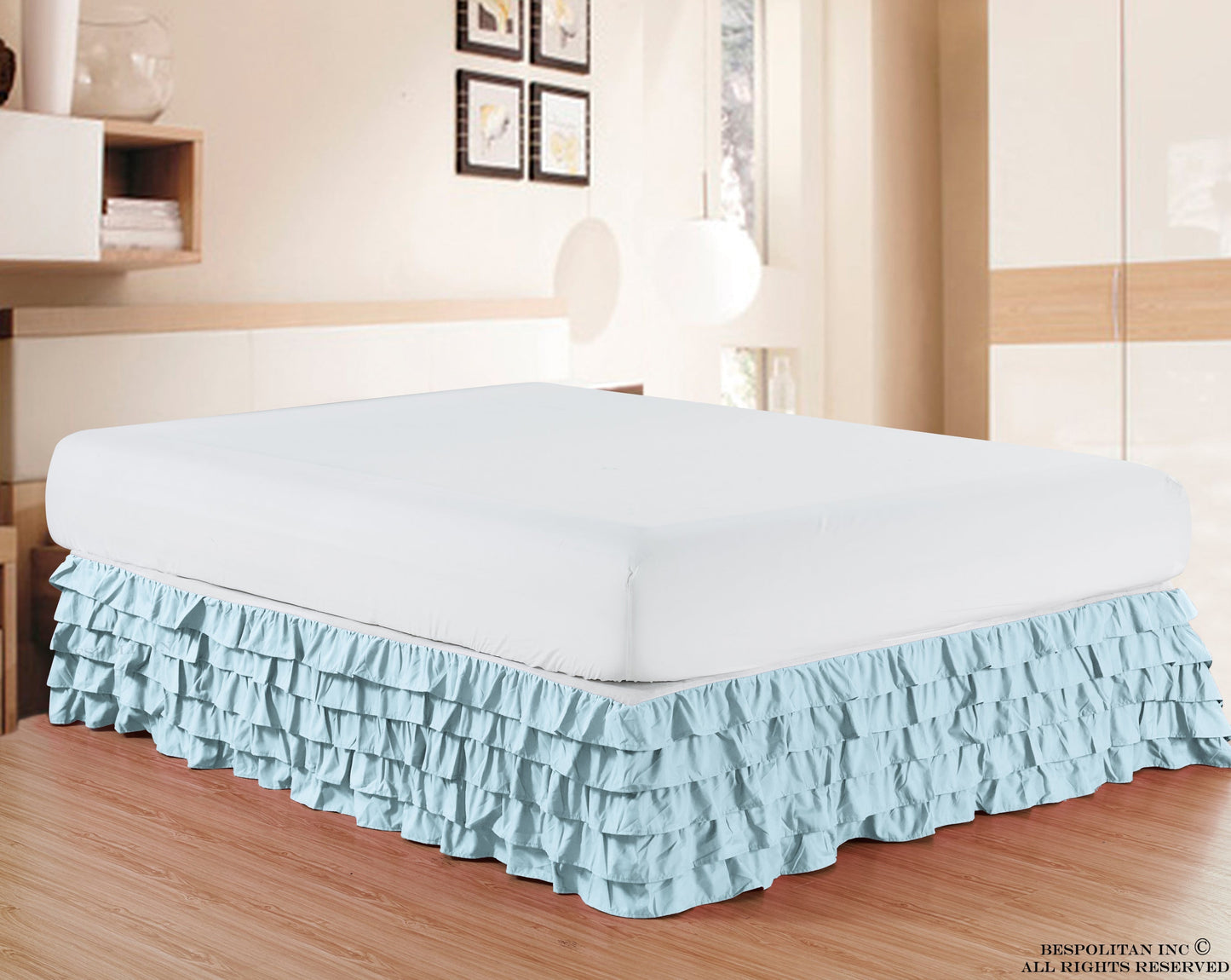 Mocassi Luxurious 1500 Series Egyptian Quality Microfiber 1-Piece Multi-Ruffle Bed Skirt 15 inch Drop