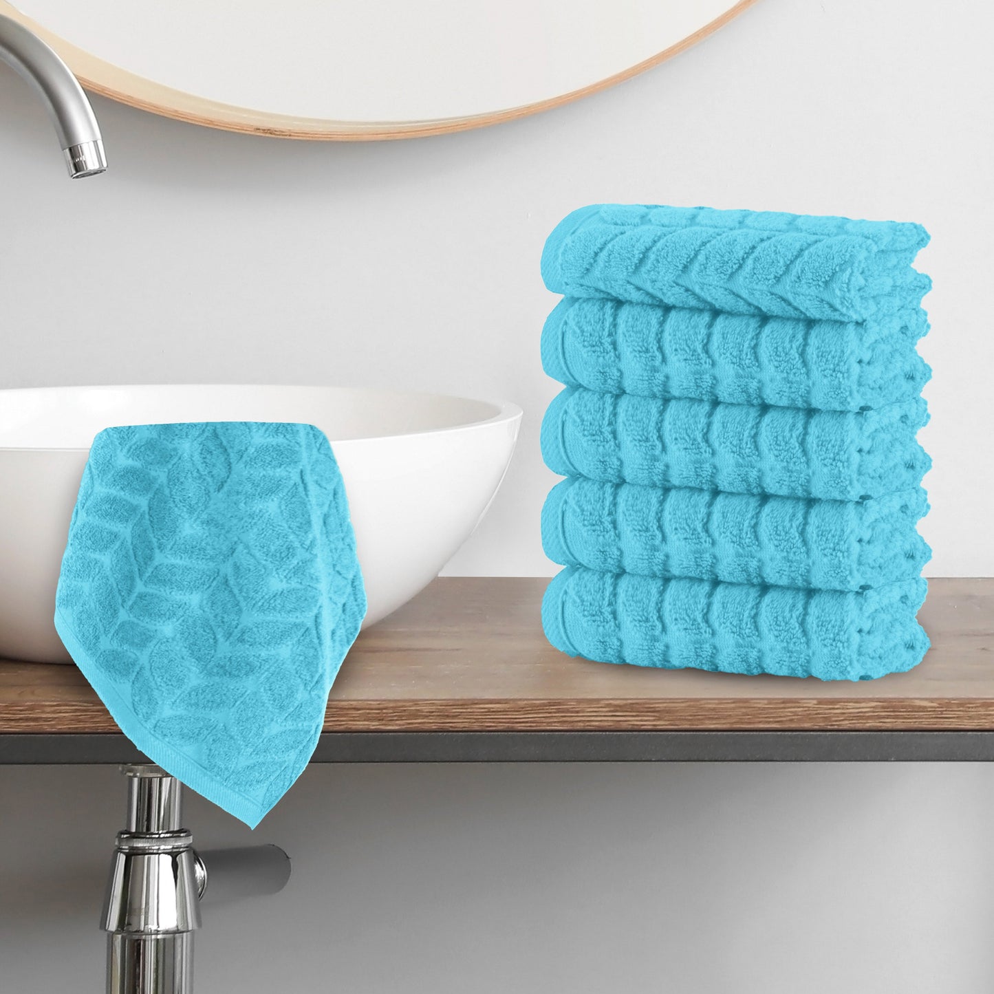 Elegant Comfort 6-Pack Premium Turkish Cotton Braided Washcloths Set, 13 x 13 inch