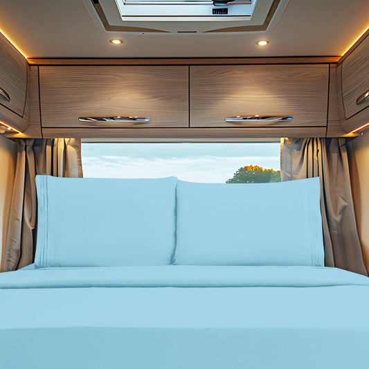 Elegant Comfort RV/Trailer 4-Piece 3 Line Embroidery Bed Sheet Set - Soft as a Hotel Premium Quality